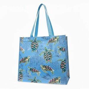 Vera Bradley Market Tote Green SEA TURTLES and CORAL Eco-Friendly Shopper Bag